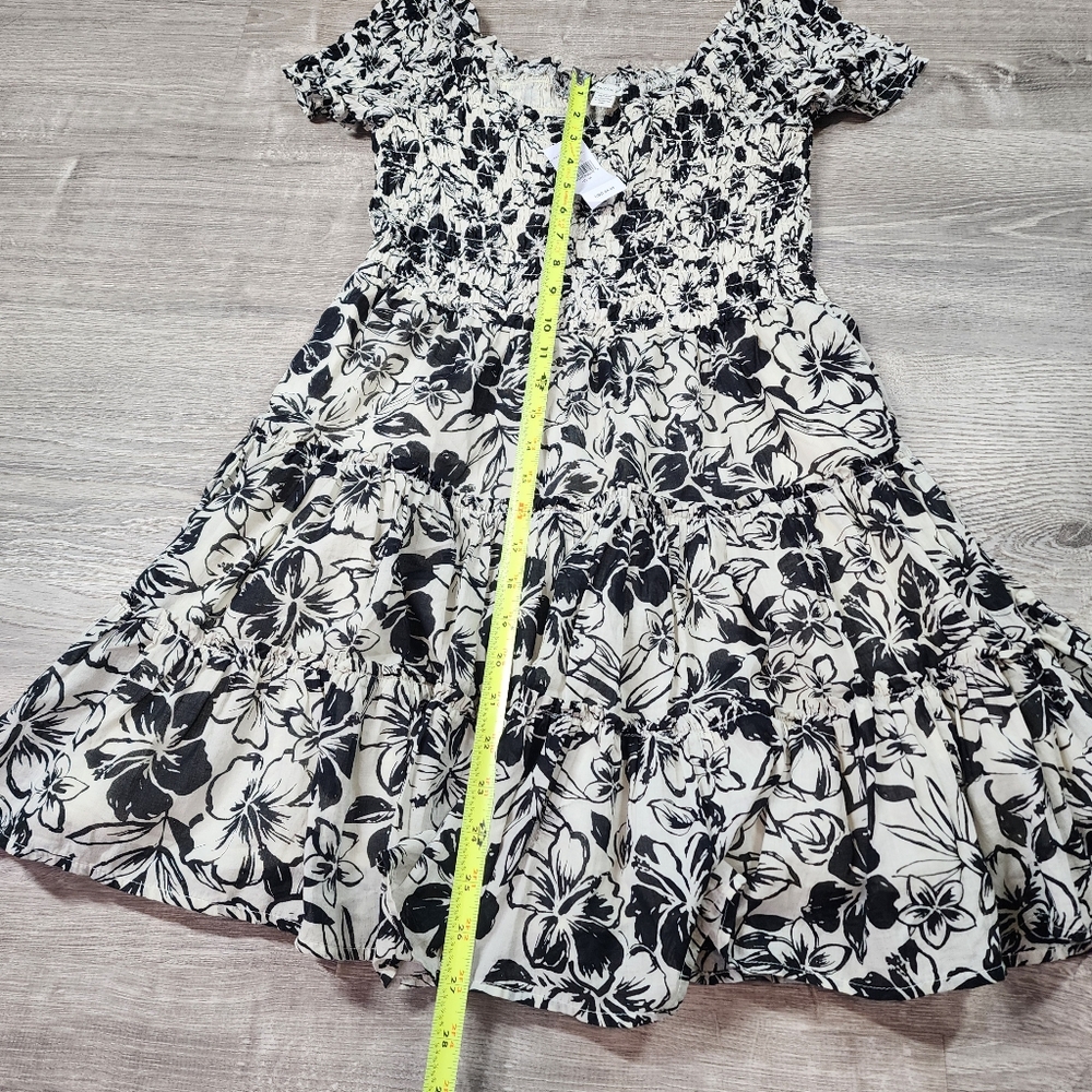 AMERICAN EAGLE Tropical Floral Hibiscus Tiered Shortsleeve Dress Medium - Picture 8 of 14